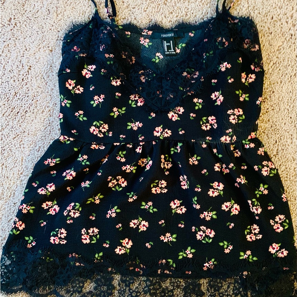 Forever 21 Blue Bustier Ruffled Camisole